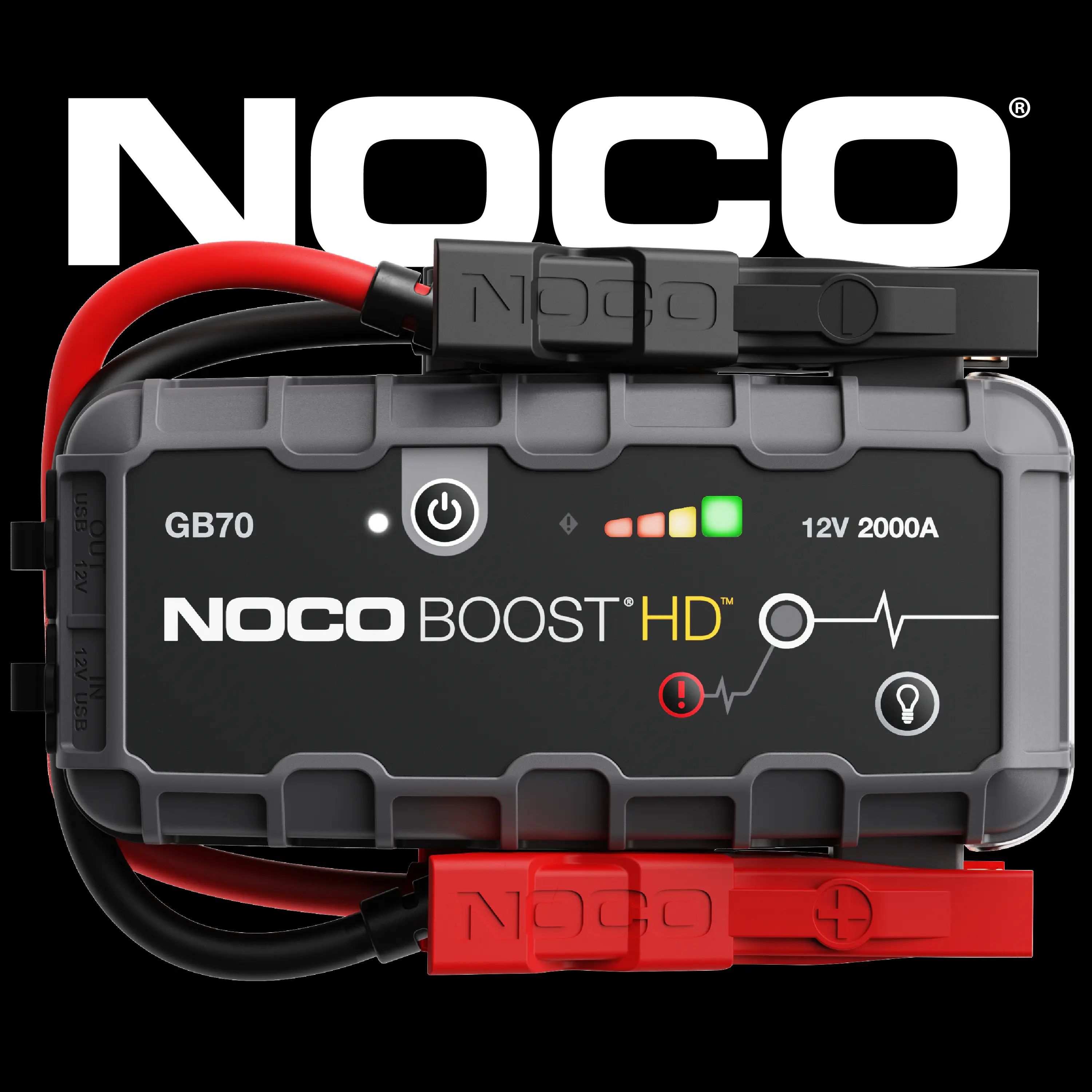 Arrancador de baterías NOCO Boost HD GB70 2000A UltraSafe para motores de gasolina de 8.0L y diésel de 6.0L