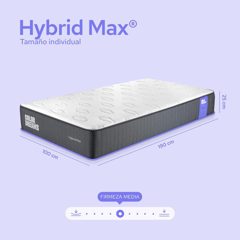 Colchón Color Dreams Max Hybrid | 25 cm | Híbrido | Firmeza Media | en Caja
