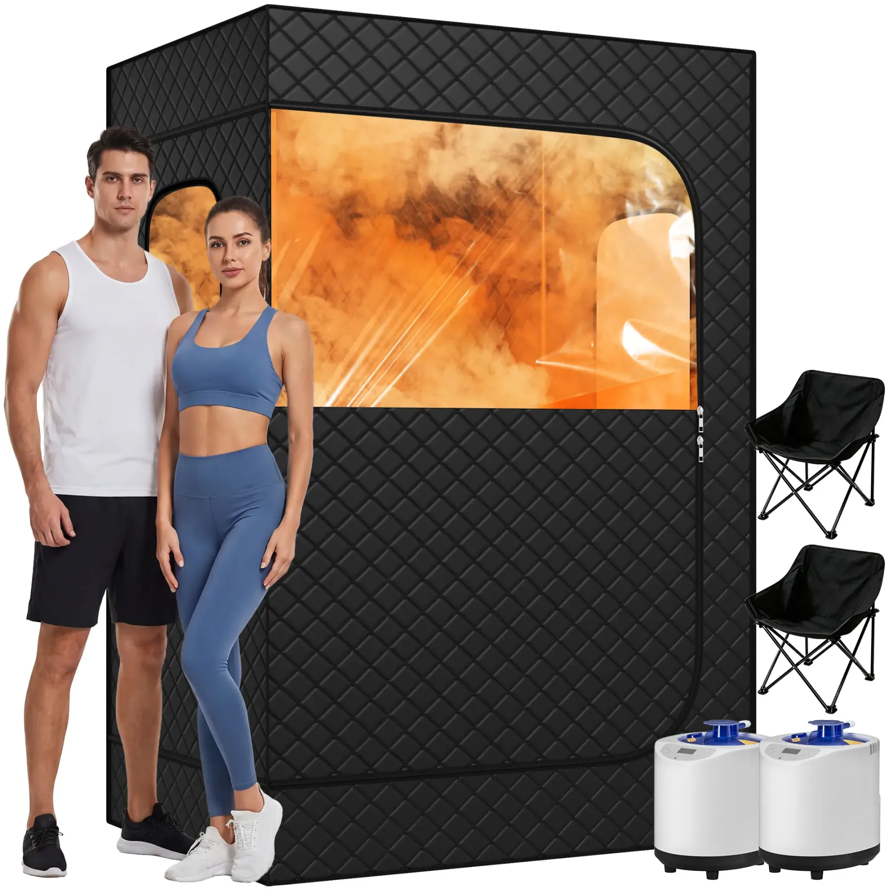 Caja de sauna portátil TEHANLD para el hogar, calentador de sauna personal Nurecover para uso doméstico, vaporizador de 3.0L 1200W, tienda de sauna plegable para interiores, piscina inflable de cuerpo completo para spa de sauna seca, regreso a clases, com