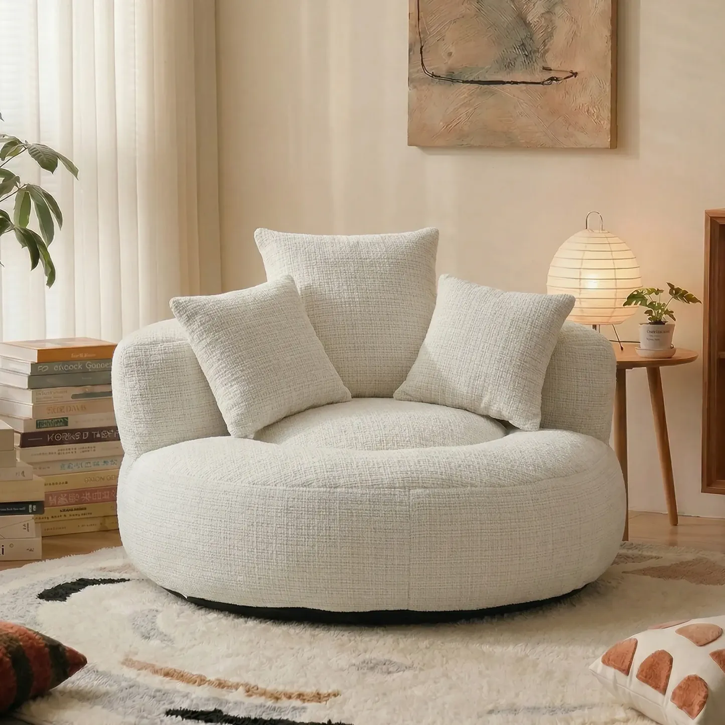 Sillón Puff Redondo Extra Grande de Chenilla