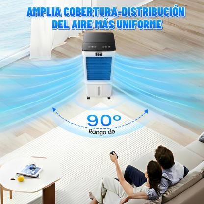 3 en 1 Aire Acondicionado Portátil, Enfriador de Aire Portátil con Tanque Con tanque de agua de 12L, control remoto y temporizador, y 4 cajas de cristales de hielo, Ideal para El hogar Dormitorio y Pequeñas Habitaciones