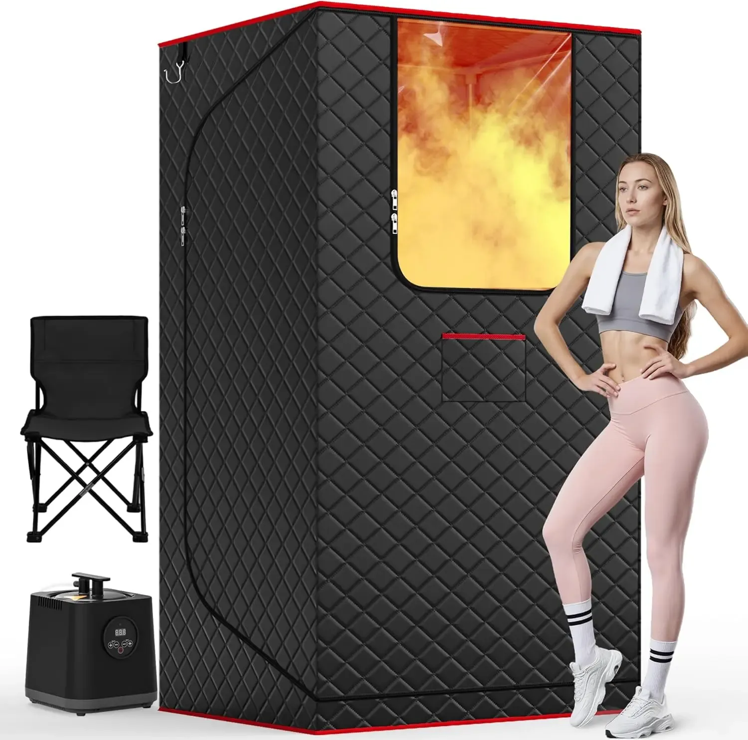 Caja de sauna portátil TEHANLD para el hogar, calentador de sauna personal Nurecover para uso doméstico, vaporizador de 3.0L 1200W, tienda de sauna plegable para interiores, piscina inflable de cuerpo completo para spa de sauna seca, regreso a clases, com
