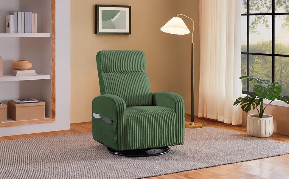 【On Sale】Yaheetech Corduroy Swivel Nursing Glider Chair with Side Pockets, High-Density Foam, 300 lb Capacity, Easy Assembly, 27" W x 35" D x 39.5" H 【On Sale】Yaheetech Corduroy Swivel Nursing Glider Chair with Side Pockets, High-Density Foam, 300 lb Capacity, Easy Assembly, 27" W x 35" D x 39.5" H