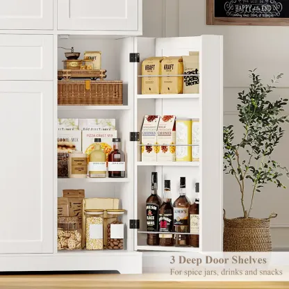 Armario despensero de cocina de 68 pulgadas de alto, mueble despensero moderno con puertas y estantes, despensa independiente con cajón de gran capacidad.