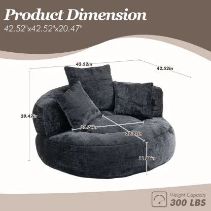 Sillón Puff Redondo Extra Grande de Chenilla