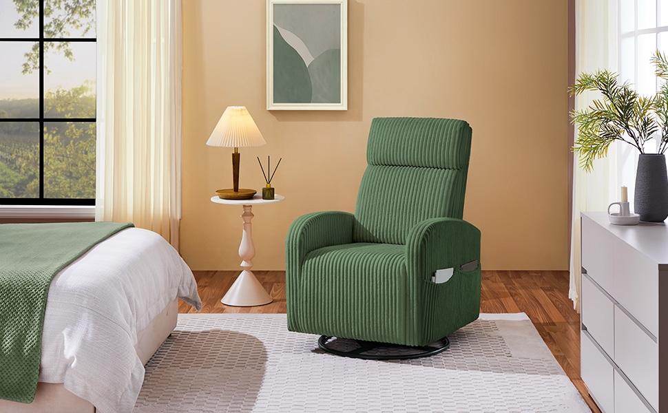 【On Sale】Yaheetech Corduroy Swivel Nursing Glider Chair with Side Pockets, High-Density Foam, 300 lb Capacity, Easy Assembly, 27" W x 35" D x 39.5" H 【On Sale】Yaheetech Corduroy Swivel Nursing Glider Chair with Side Pockets, High-Density Foam, 300 lb Capacity, Easy Assembly, 27" W x 35" D x 39.5" H