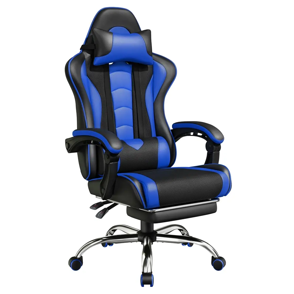 Silla gaming ergonómica con masaje y reposapiés