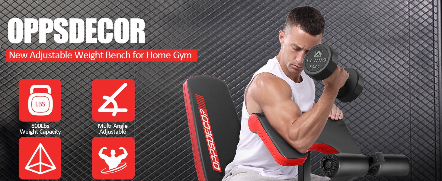 OppsDecor Olympic 900LBS Capacity Adjustable Weight Bench Press with Leg Extension & Preacher Curl Pad&ndash;Home Workout Exercise Equipment for At-Home Gyms, At Home Gym Equipment,SummerWins