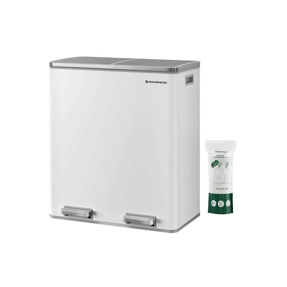 Bote de Basura Doble de Acero Inoxidable 60 L