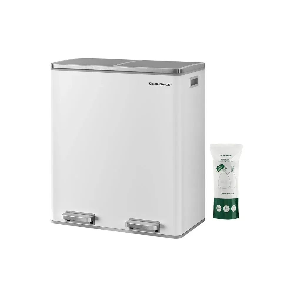 Bote de Basura Doble de Acero Inoxidable 60 L