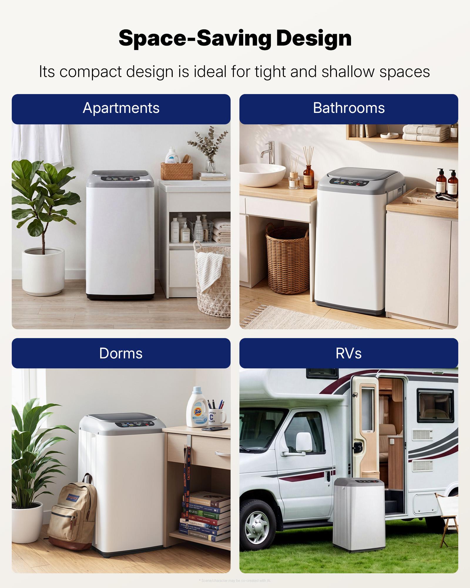 Upstreman Fully Automatic Compact Top Load Laundry Machine, 0.9 Cu.Ft Top Load Washer and Spinner Combo with Steel Drum, 8 Wash Cycles, LED Display, 24H Delay Start for Apartment, Dorm-WM