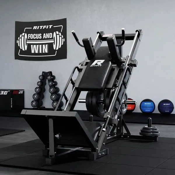 RitFit BLP01 — Máquina 3 en 1 de prensa de piernas y sentadilla Hack, con pedales de acero y superficie antideslizante; equipo de entrenamiento ajustable para gimnasio en casa y ejercicios de abducción de cadera — summerwins