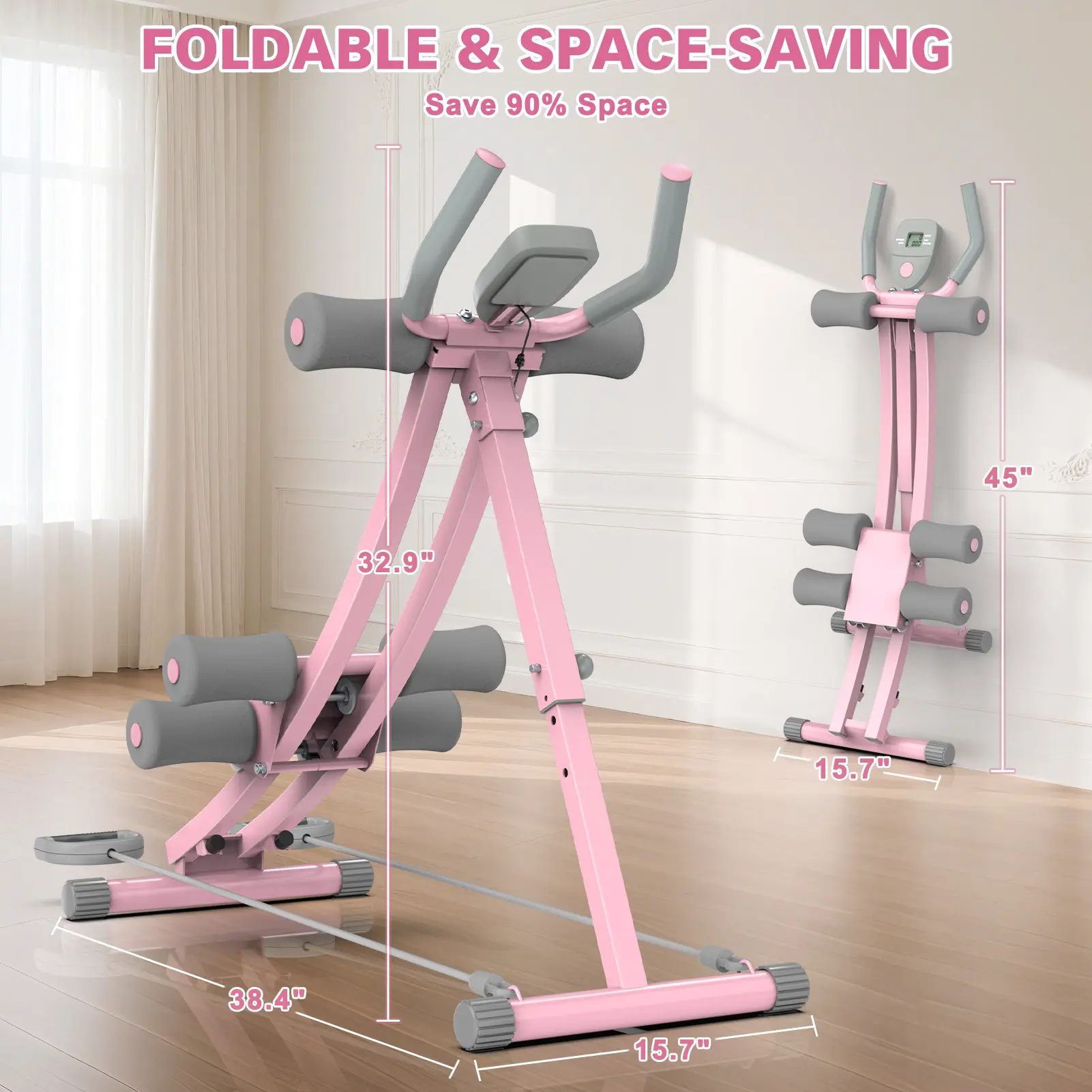 Máquina de abdominales con banda elástica para entrenar en casa — Equipo plegable para ejercicios abdominales y del core — Ideal para gimnasios domésticos