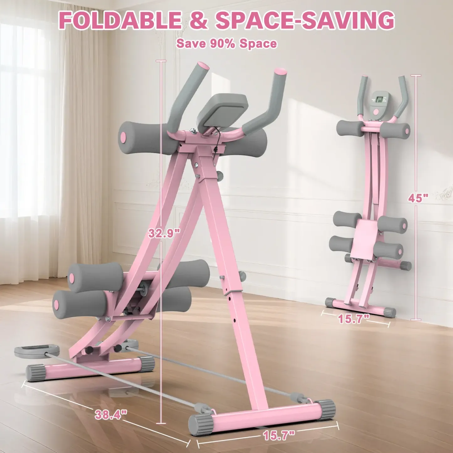 Máquina de abdominales con banda elástica para entrenar en casa — Equipo plegable para ejercicios abdominales y del core — Ideal para gimnasios domésticos
