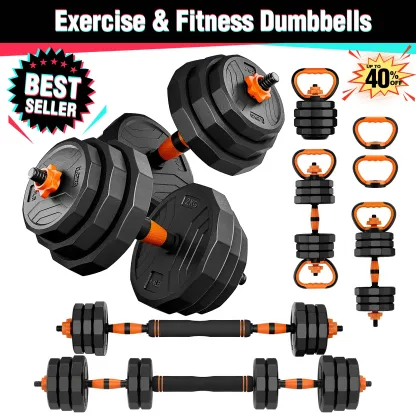 Juego de mancuernas ajustables (44/66/88 lbs) — Úselo como mancuerna, barra, pesa rusa y soporte para flexiones. Pesas para ejercicios en casa. Idea de regalo de Navidad: Equipo de fitness multifuncional para gimnasio en casa — SummerVibes