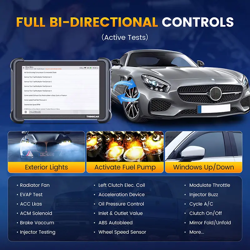 THINKCAR — Herramienta de escaneo OBD2 para automóviles con actualizaciones gratuitas de por vida; THINKSCAN 689BT — Herramienta de diagnóstico automotriz para todos los sistemas; Escáner OBD2 bidireccional con codificación de ECU, más de 35 servicios, FC