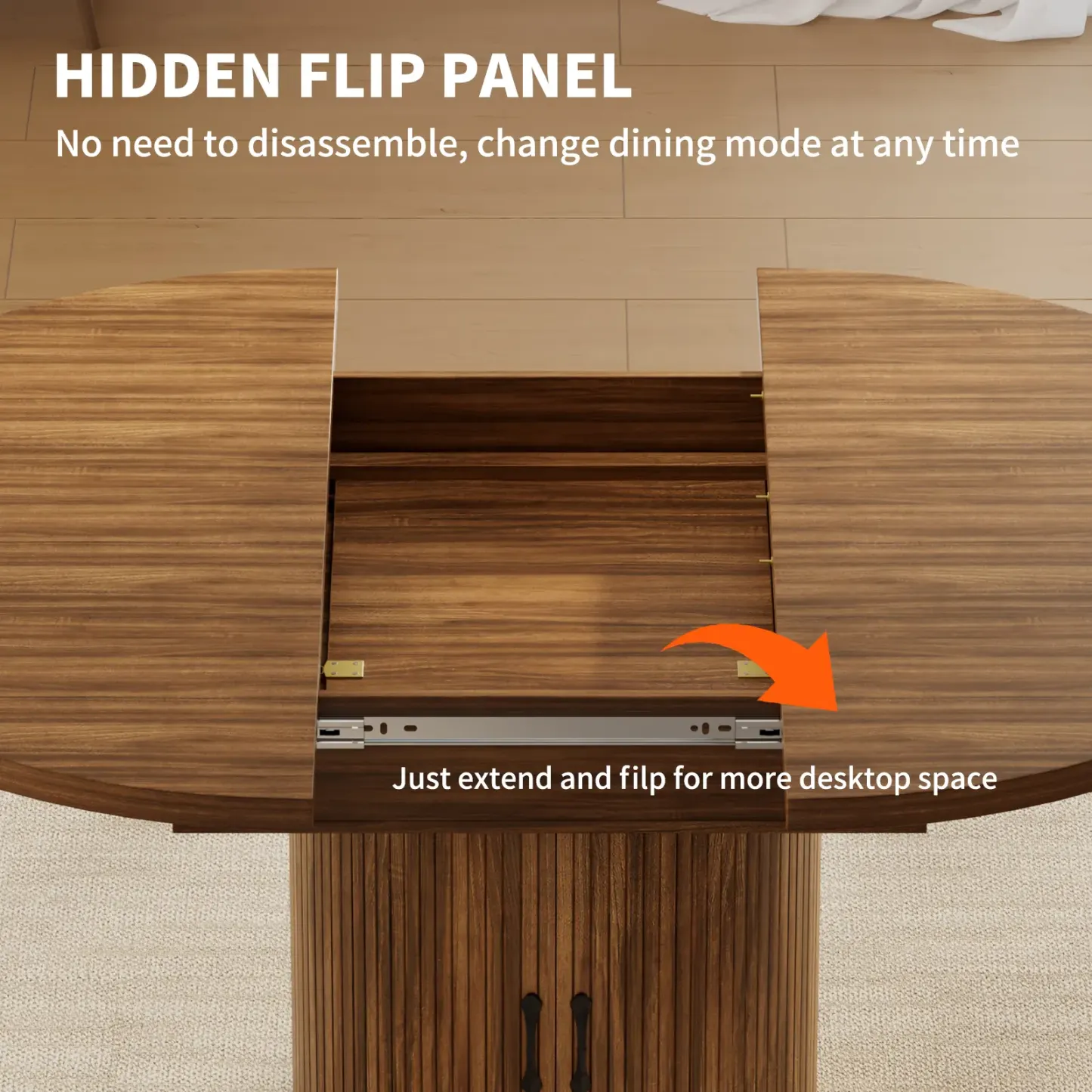 Mesa de Comedor Redonda Extensible con Almacenamiento
