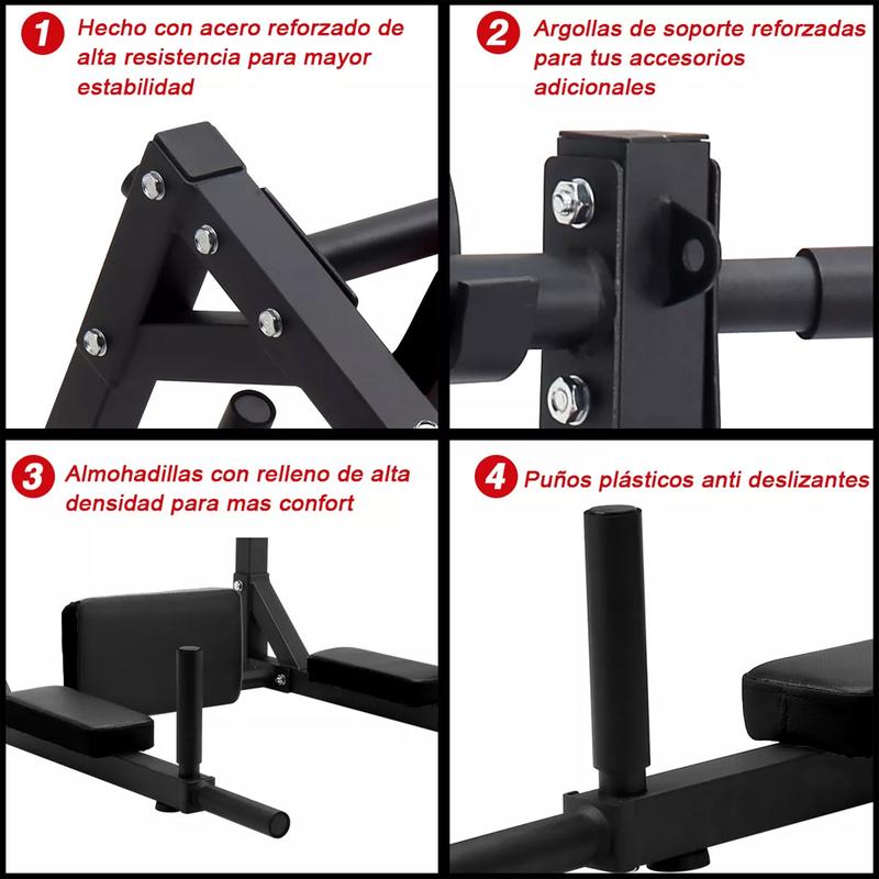 Barras Ejercicios 8 En1 Dominadas Pared Gym Multifuncional Soporta 200kg, Gimnasio en Casa, Fortalece Espalda Brazos y Mas, para Pared y Piso, Uso Rudo Fácil Instalación