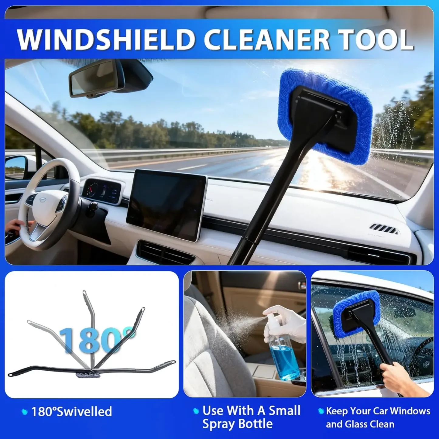 Kit de limpieza y detallado de coches THINKWORK, kit de limpieza de coches con aspiradora de mano azul de alta potencia, juegos de cepillos, limpiaparabrisas, accesorios para coches, set de regalo para coches