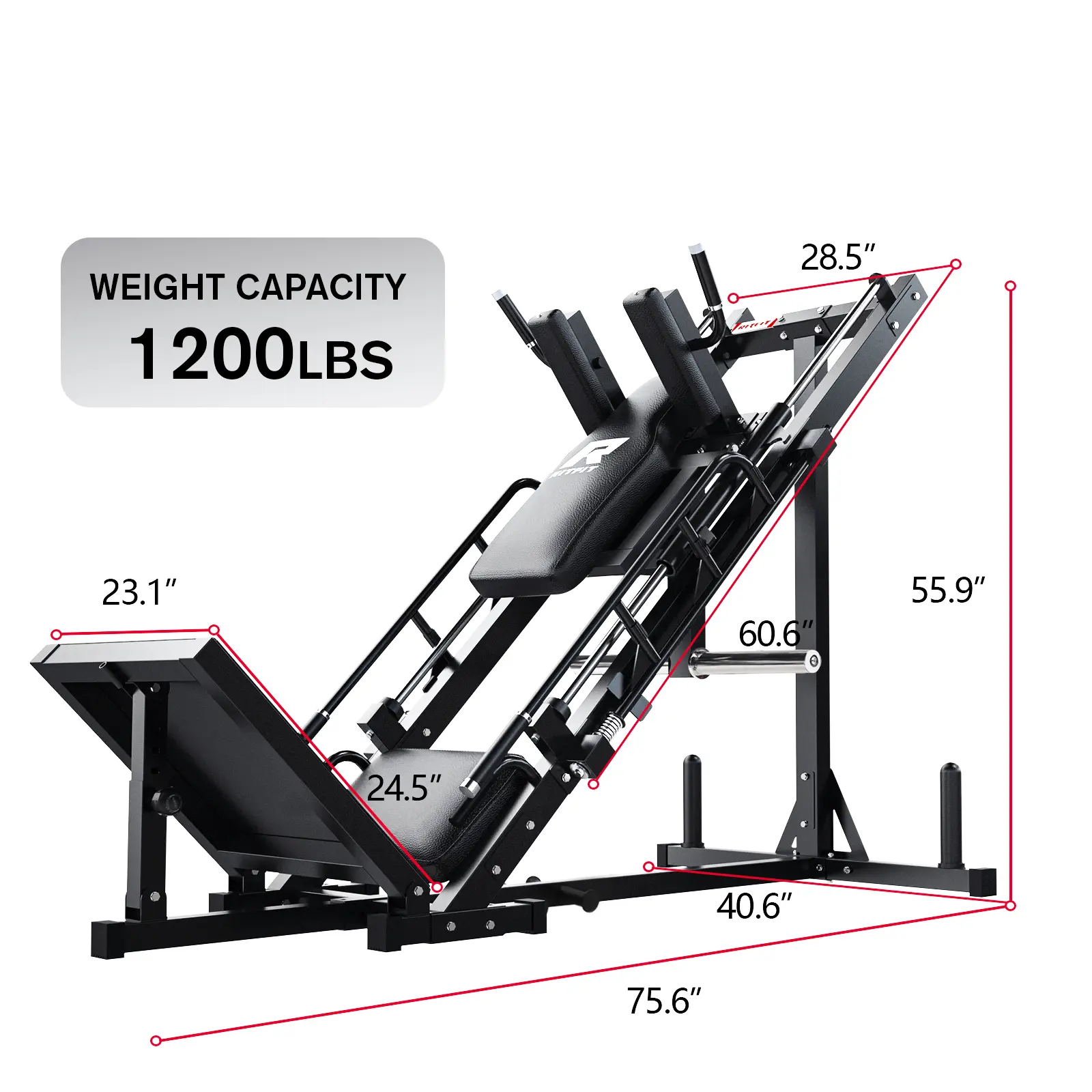 RitFit BLP01 — Máquina 3 en 1 de prensa de piernas y sentadilla Hack, con pedales de acero y superficie antideslizante; equipo de entrenamiento ajustable para gimnasio en casa y ejercicios de abducción de cadera — summerwins