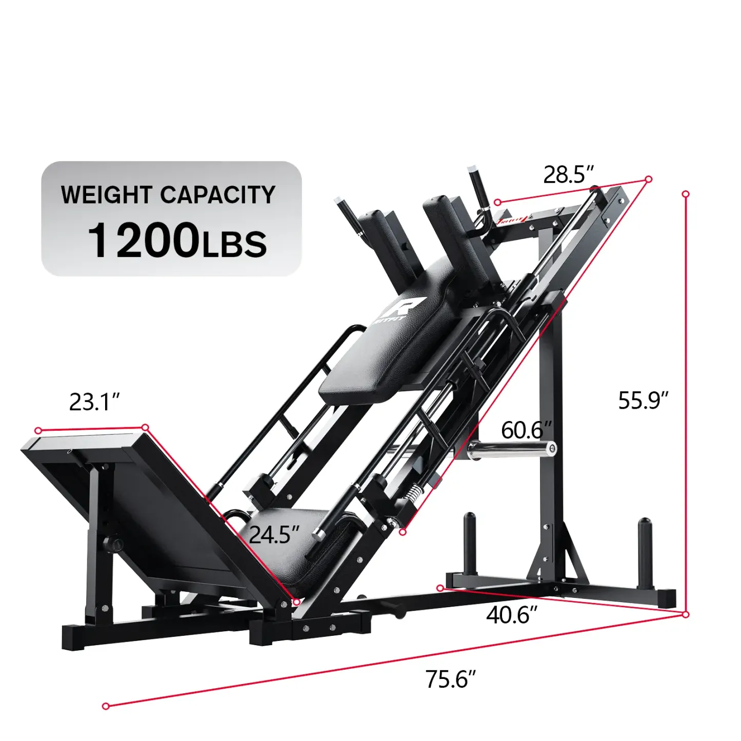 RitFit BLP01 — Máquina 3 en 1 de prensa de piernas y sentadilla Hack, con pedales de acero y superficie antideslizante; equipo de entrenamiento ajustable para gimnasio en casa y ejercicios de abducción de cadera — summerwins