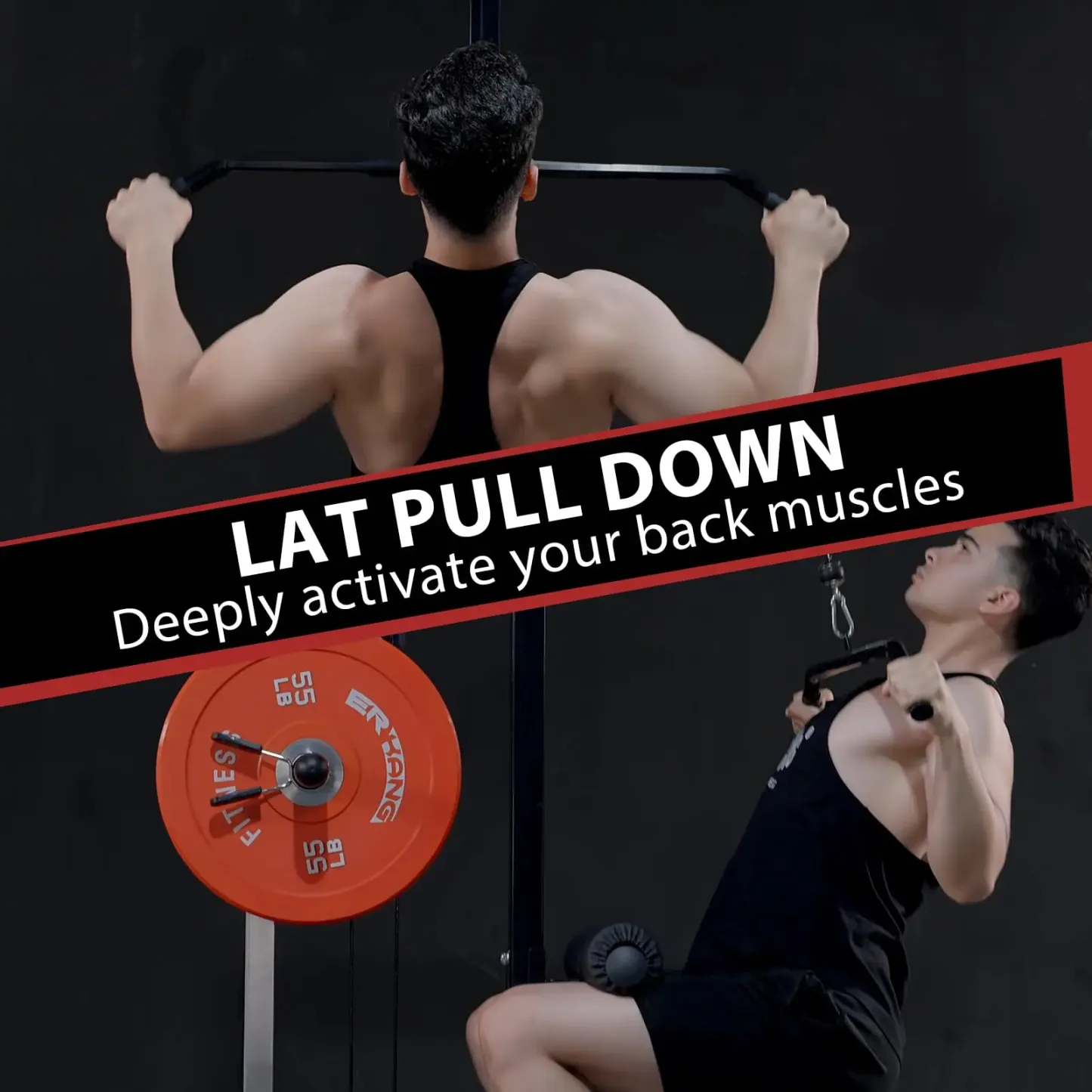 Equipo de fitness LAT Tower con sistema de poleas altas y bajas
