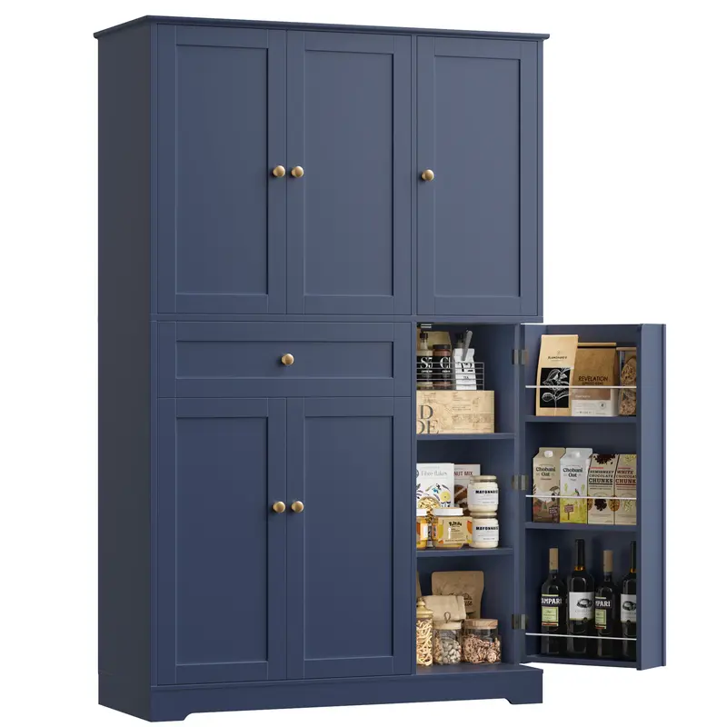 Armario despensero de cocina de 68 pulgadas de alto, mueble despensero moderno con puertas y estantes, despensa independiente con cajón de gran capacidad.