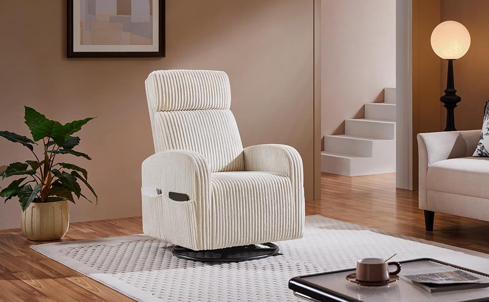 【On Sale】Yaheetech Corduroy Swivel Nursing Glider Chair with Side Pockets, High-Density Foam, 300 lb Capacity, Easy Assembly, 27" W x 35" D x 39.5" H 【On Sale】Yaheetech Corduroy Swivel Nursing Glider Chair with Side Pockets, High-Density Foam, 300 lb Capacity, Easy Assembly, 27" W x 35" D x 39.5" H