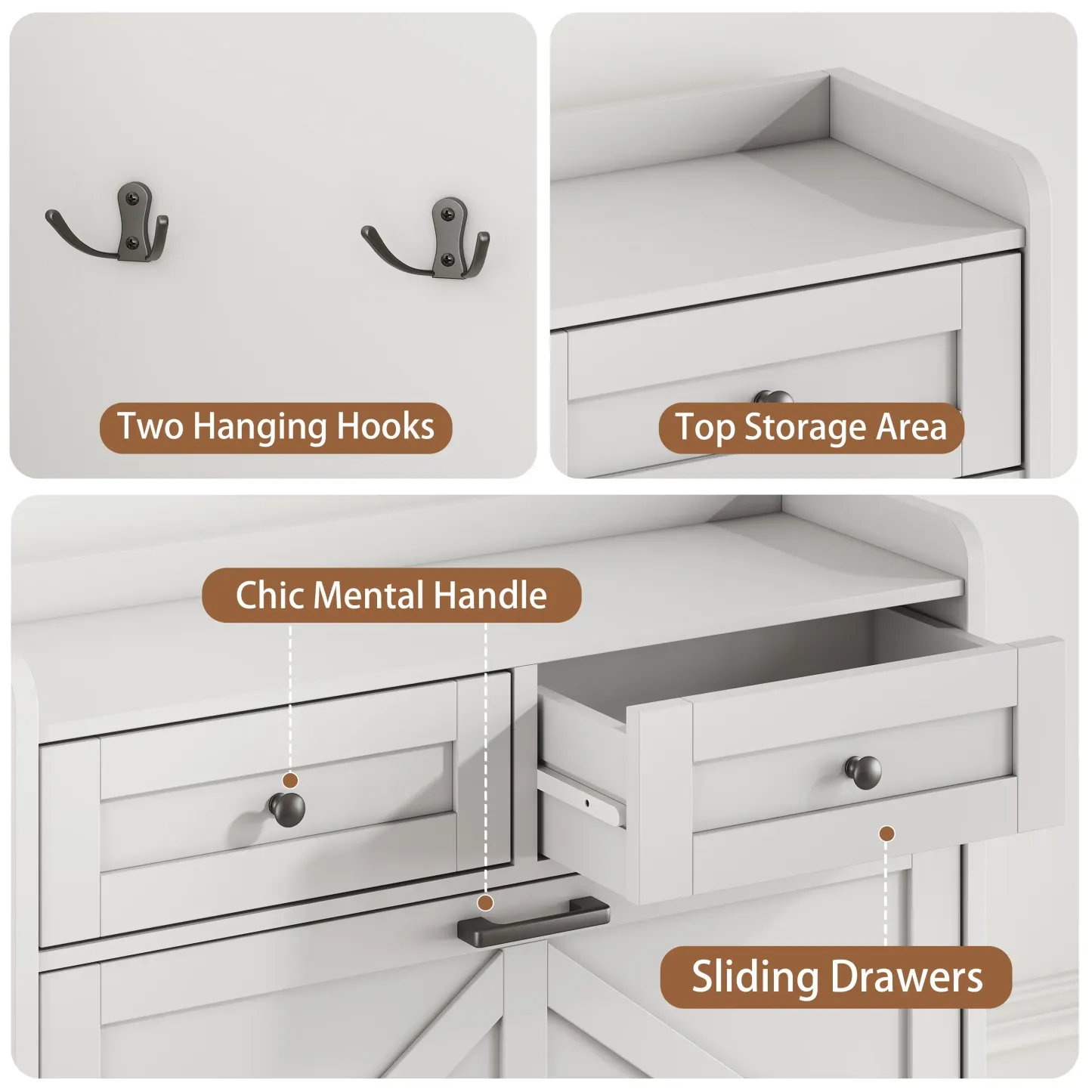 Mueble zapatero para entrada, zapatero estrecho estilo rústico con 2 cajones abatibles y cajones superiores, estantes ajustables y ganchos; organizador independiente con almacenamiento oculto para pasillo o recibidor. Ideas de regalo para el Día del Padre