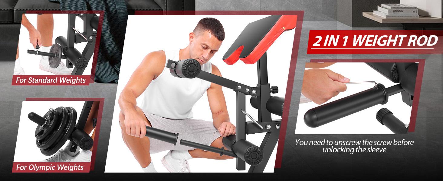 OppsDecor Olympic 900LBS Capacity Adjustable Weight Bench Press with Leg Extension & Preacher Curl Pad&ndash;Home Workout Exercise Equipment for At-Home Gyms, At Home Gym Equipment,SummerWins