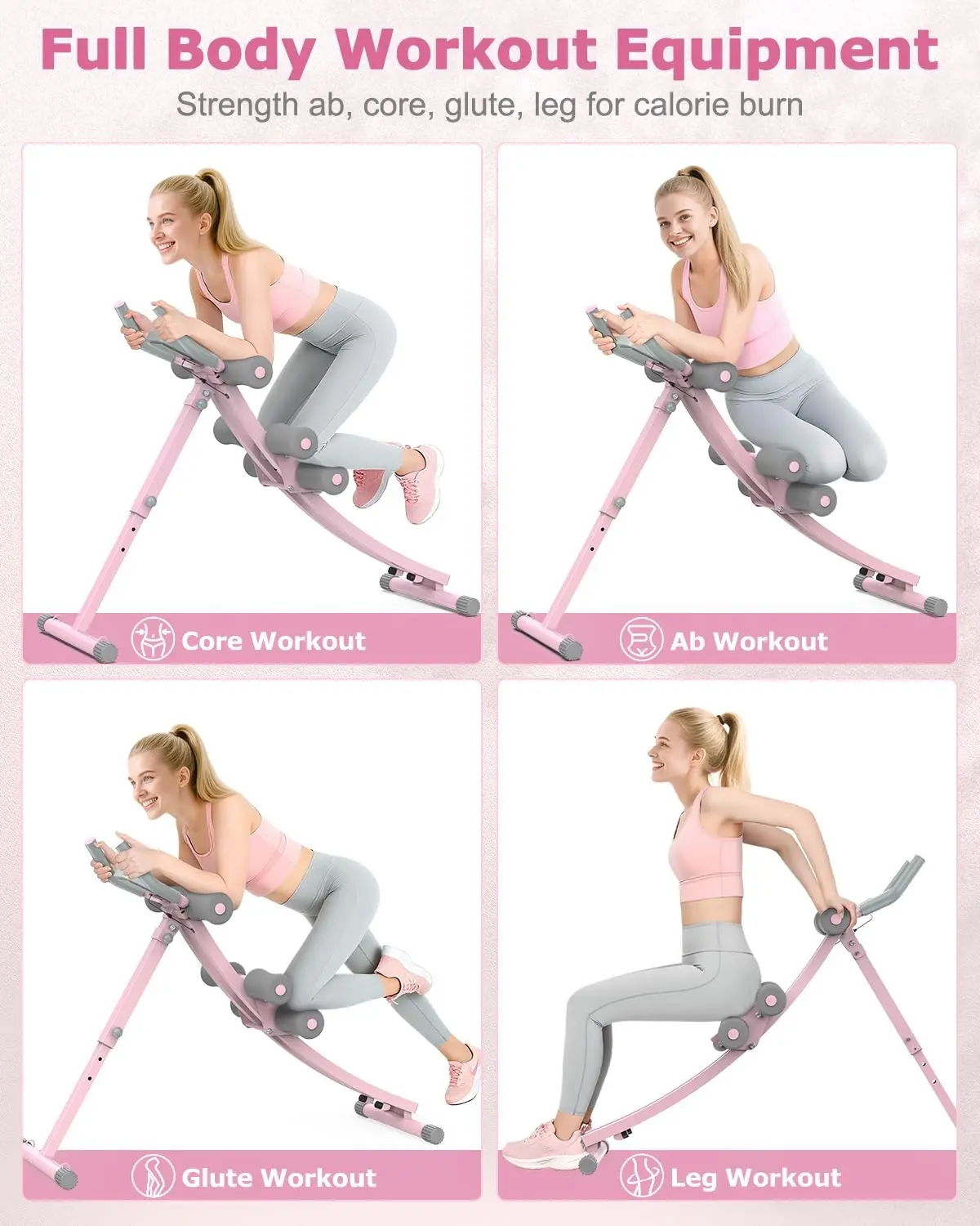 Máquina de abdominales con banda elástica para entrenar en casa — Equipo plegable para ejercicios abdominales y del core — Ideal para gimnasios domésticos