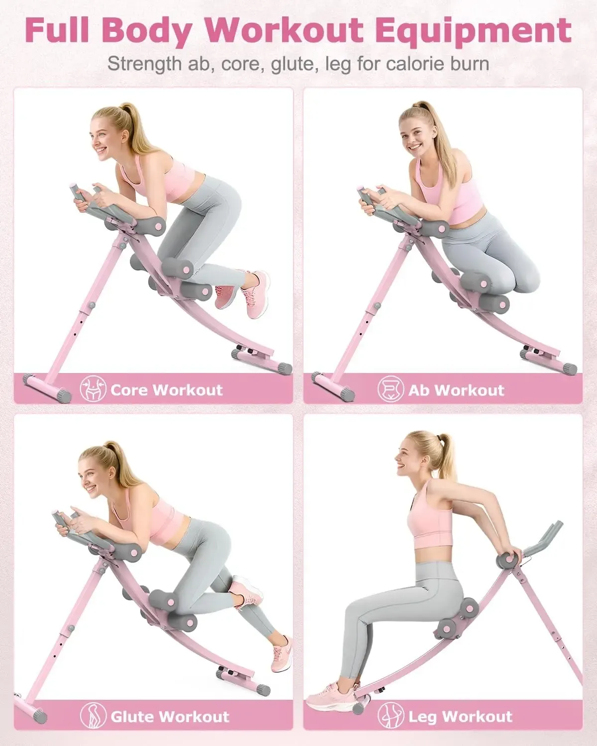 Máquina de abdominales con banda elástica para entrenar en casa — Equipo plegable para ejercicios abdominales y del core — Ideal para gimnasios domésticos