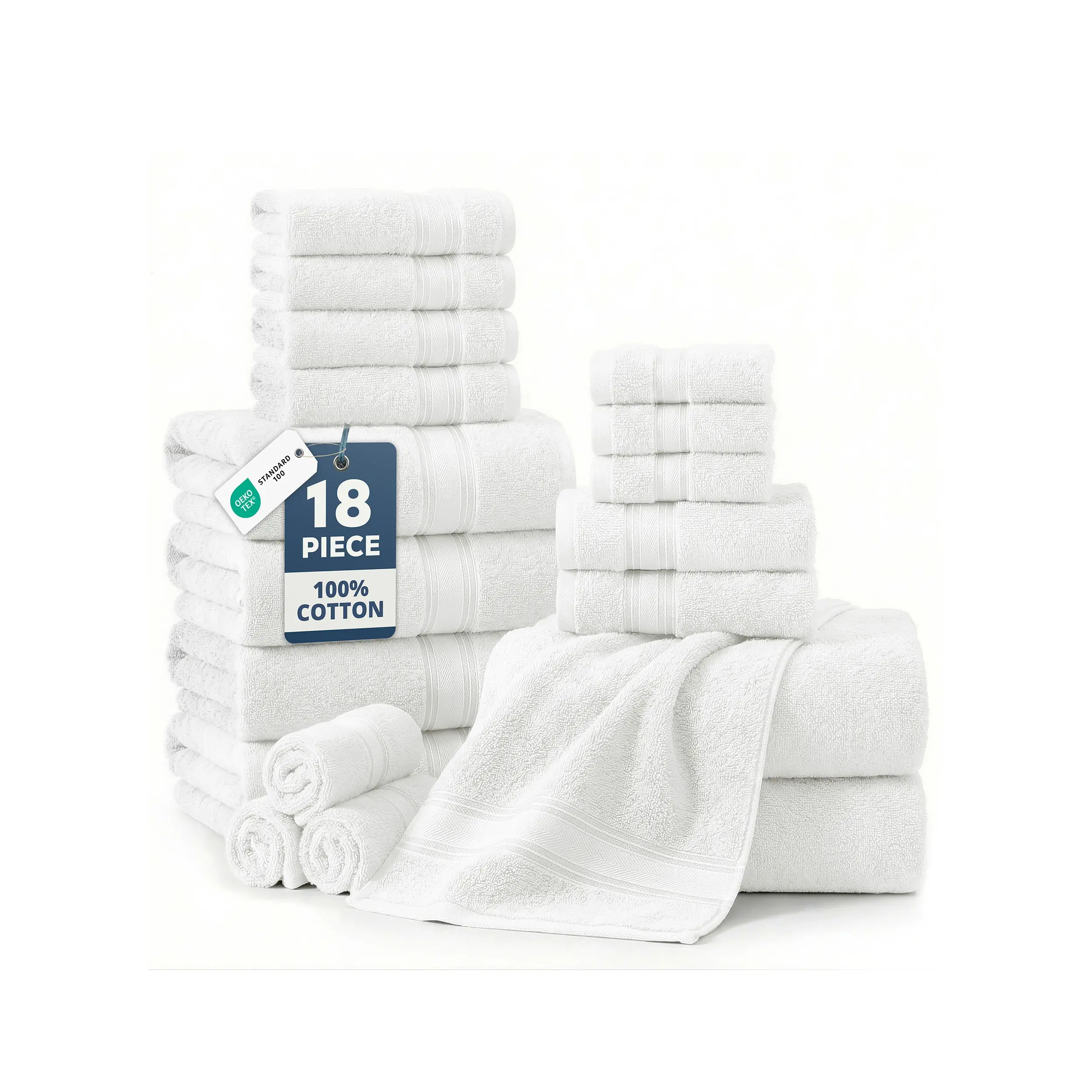 Juego de Toallas de Algodón 18 Piezas 550 GSM