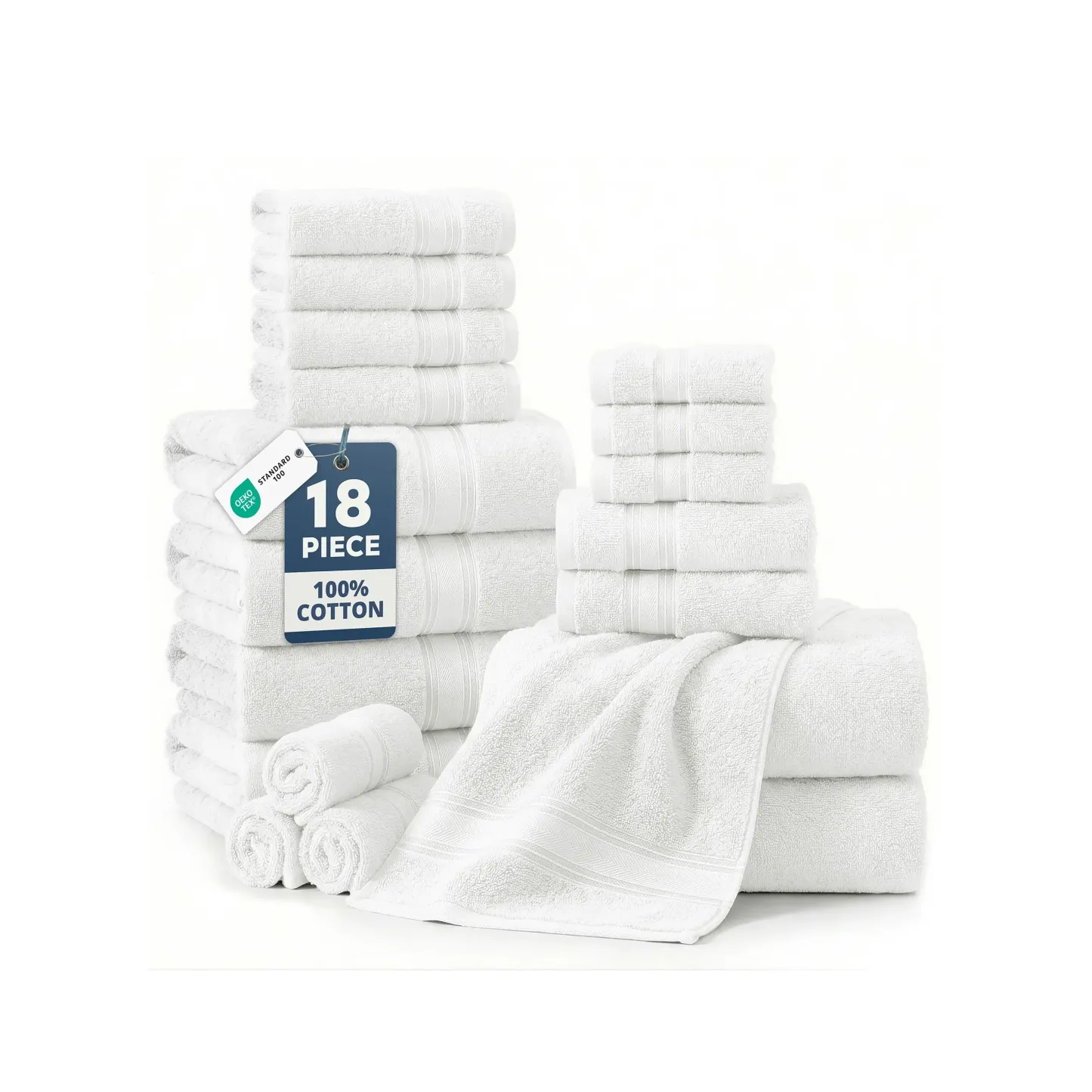 Juego de Toallas de Algodón 18 Piezas 550 GSM