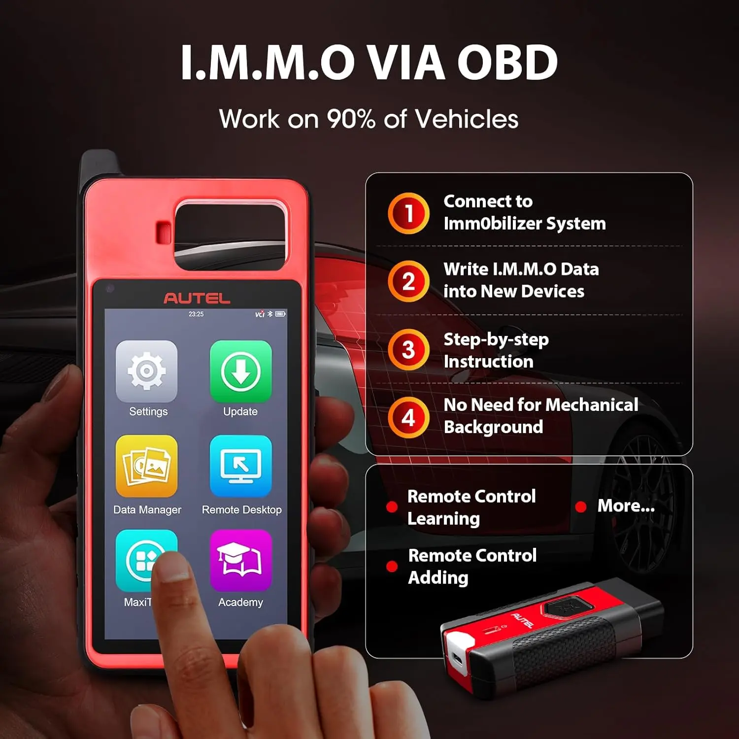 Herramienta de diagnóstico y programación automotriz Autel MaxiIM KM100E, escáner automático de VIN, con APB112 integrado, aprendizaje OBD compatible con el 95% de los vehículos, actualizaciones gratuitas de por vida; equivalente a los modelos KM100/KM100