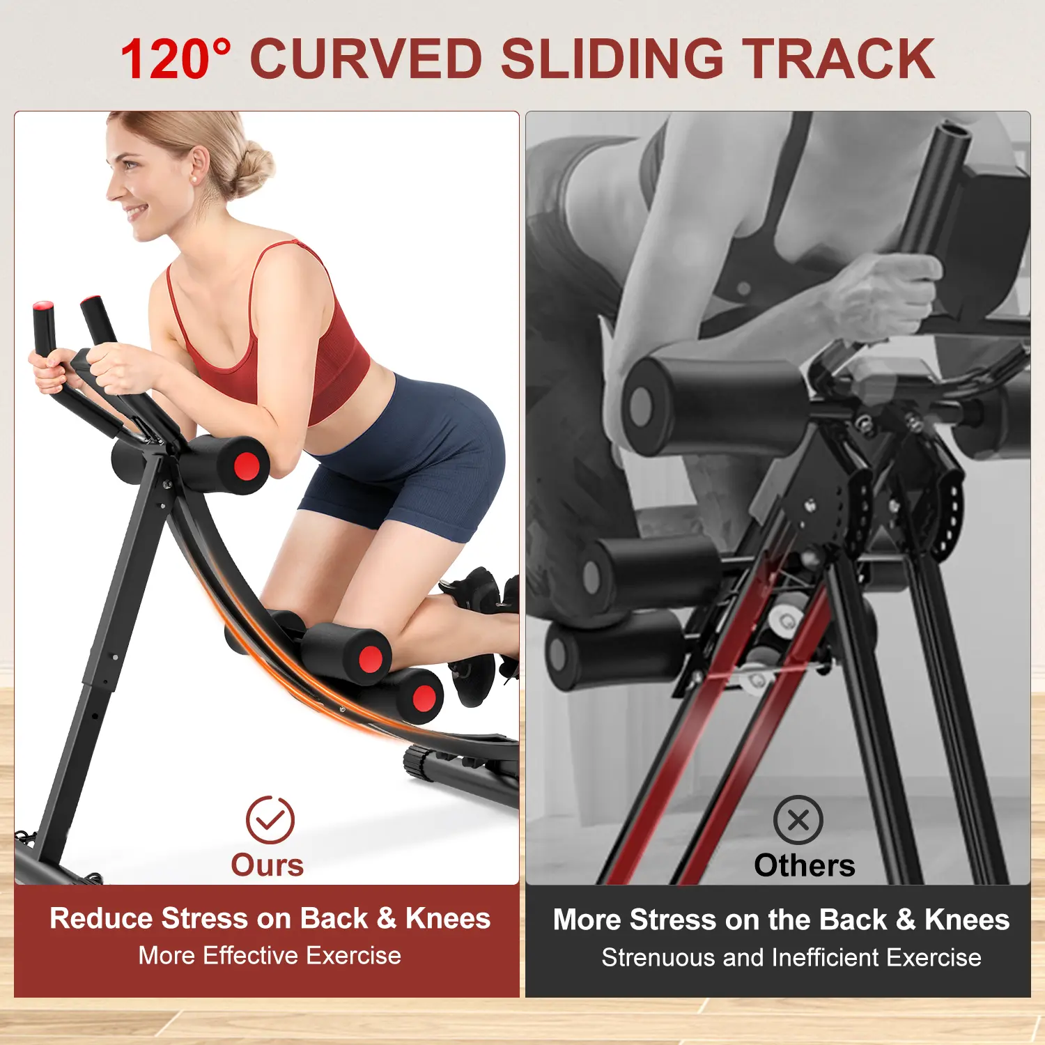 Máquina de abdominales con banda elástica para entrenar en casa — Equipo plegable para ejercicios abdominales y del core — Ideal para gimnasios domésticos