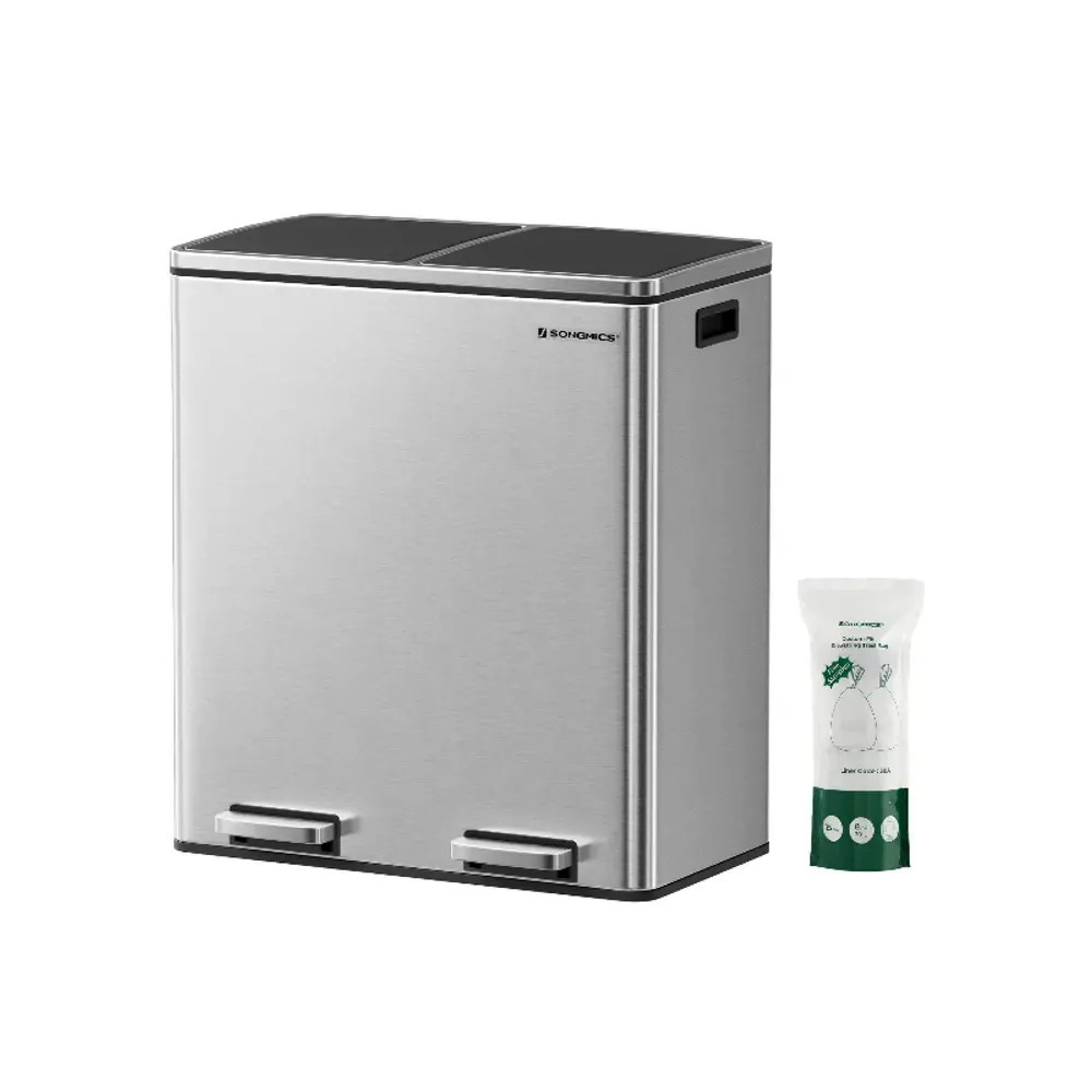 Bote de Basura Doble de Acero Inoxidable 60 L