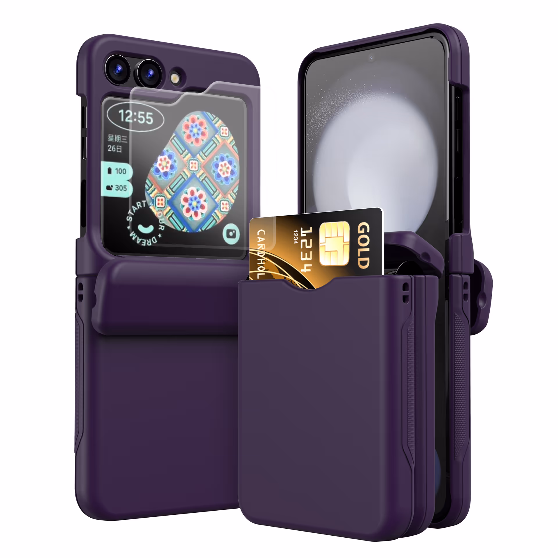 Wallet Case Cover Compatible with Galaxy Z Flip 3/4/5/6 Case