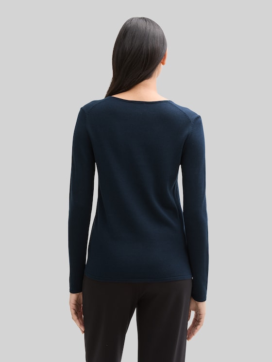 Jumper with V-neckline - sky captain blue