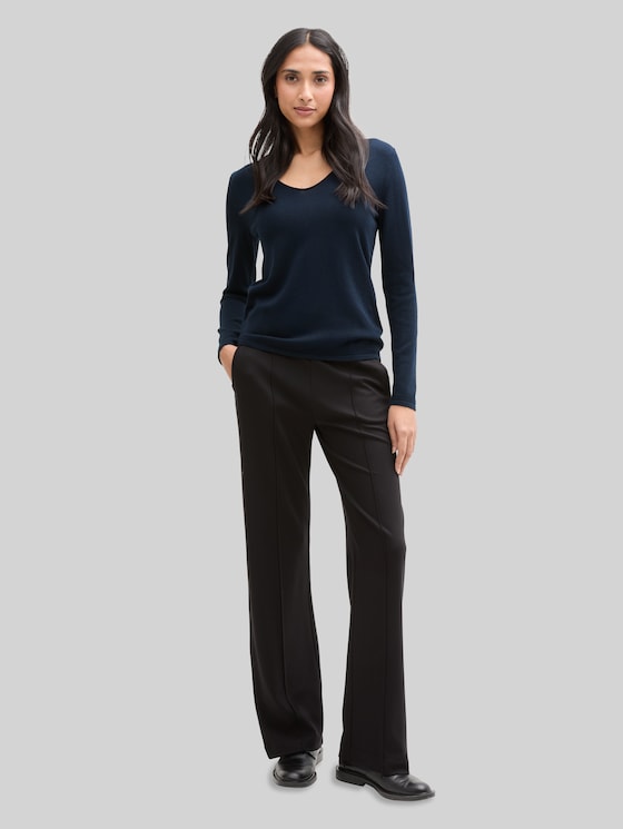 Jumper with V-neckline - sky captain blue