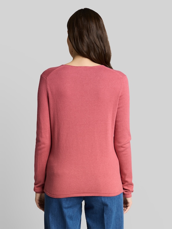 Jumper with V-neckline - cozy pink