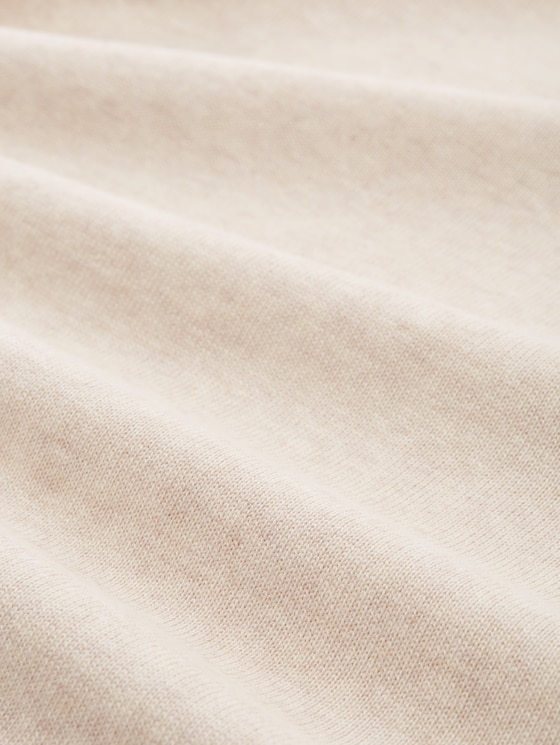 Jumper with V-neckline - desert sand melange