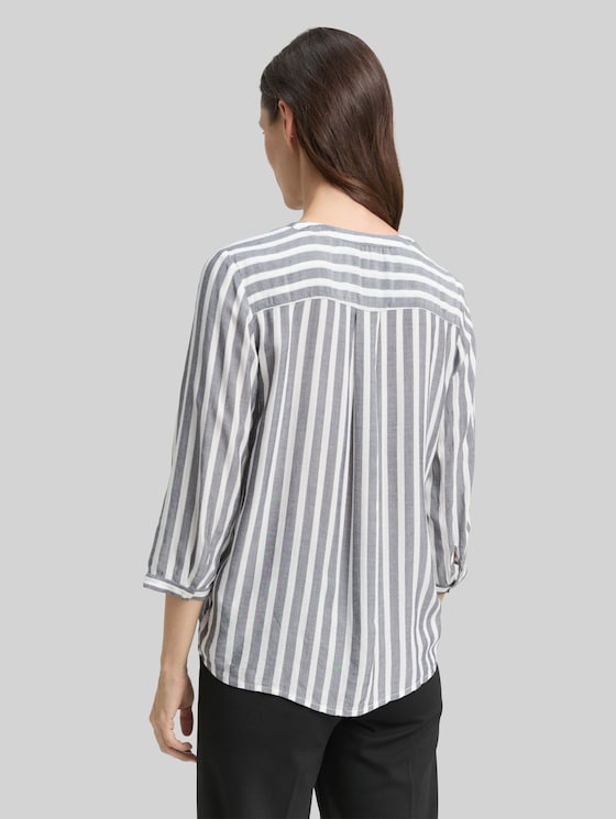 Striped blouse with pockets - offwhite navy vertical stripe