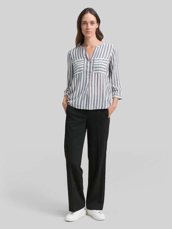 Striped blouse with pockets - offwhite navy vertical stripe