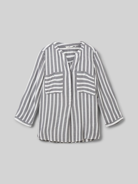 Striped blouse with pockets - offwhite navy vertical stripe