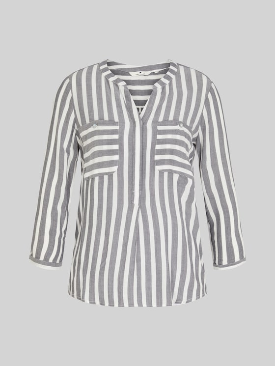 Striped blouse with pockets - offwhite navy vertical stripe