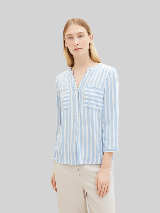 Striped blouse - offwhite blue vertical stripe