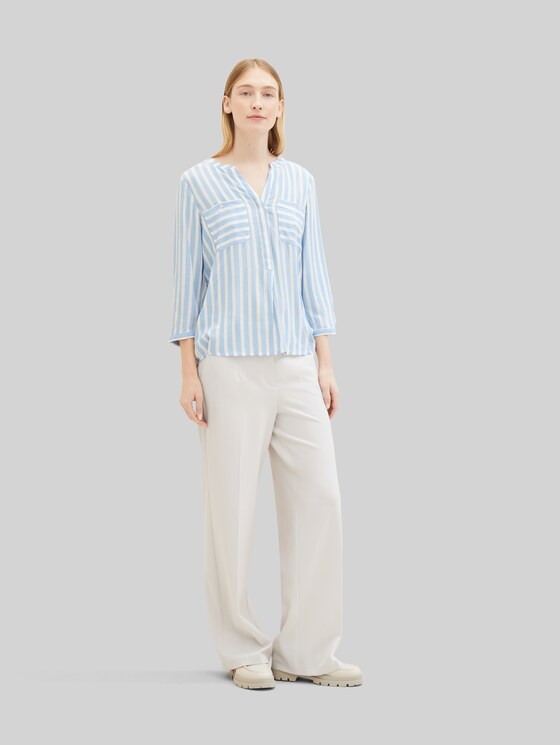 Striped blouse - offwhite blue vertical stripe