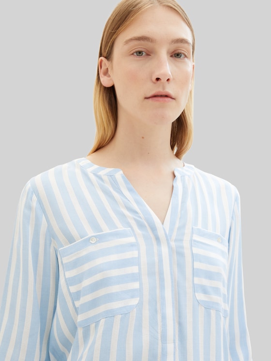 Striped blouse - offwhite blue vertical stripe