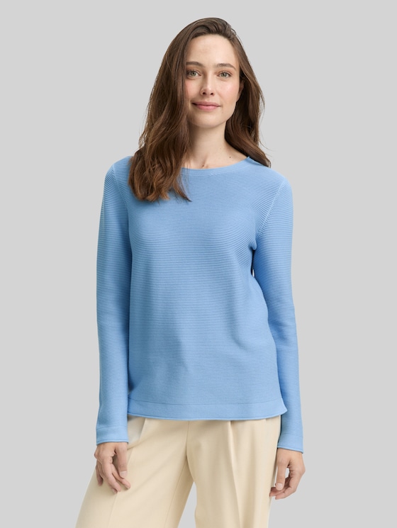 Cotton knitted jumper - light fjord blue